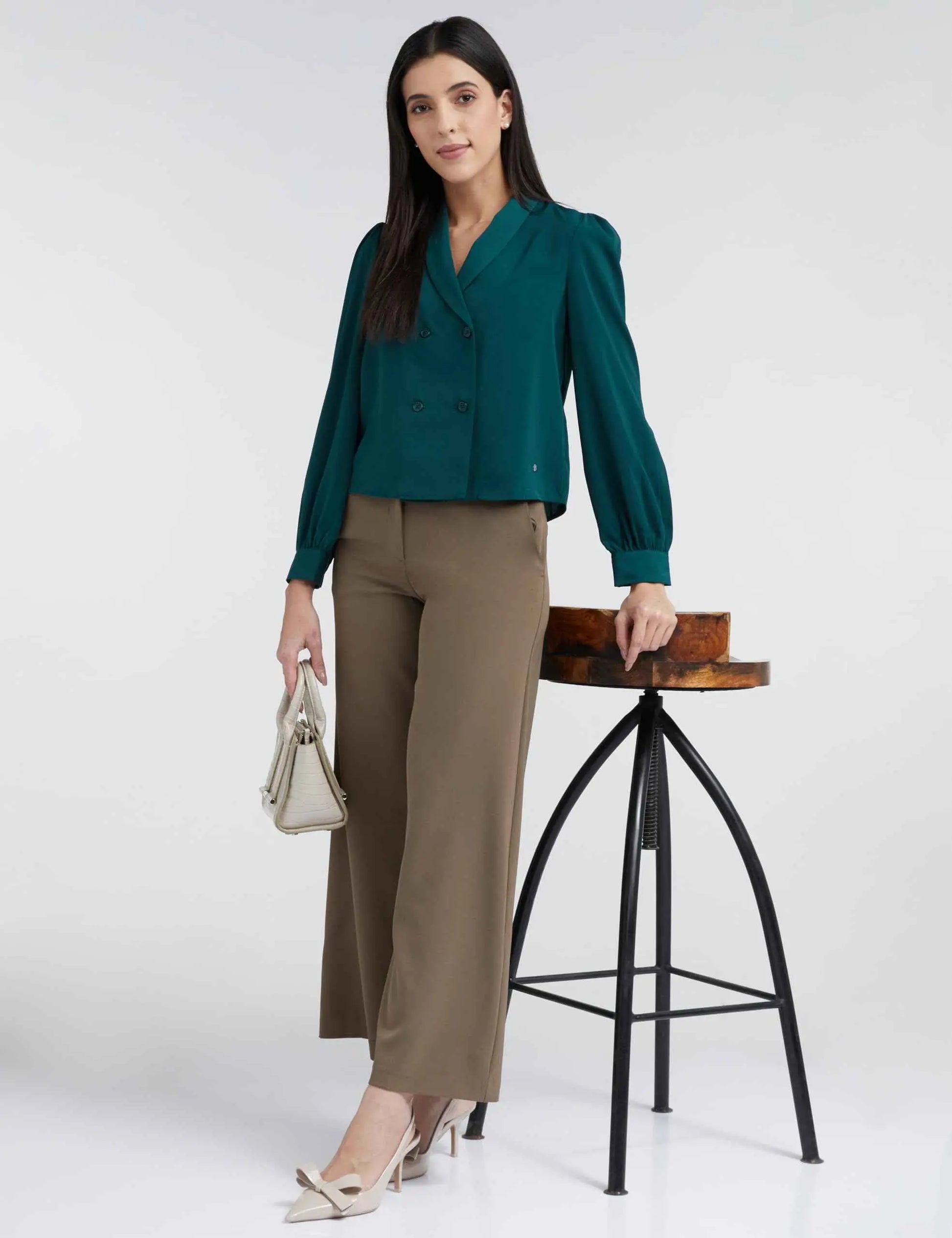 Allen Solly Women's Regular Fit Blouse (AHTSWRGP804273_Green SaumyasStore