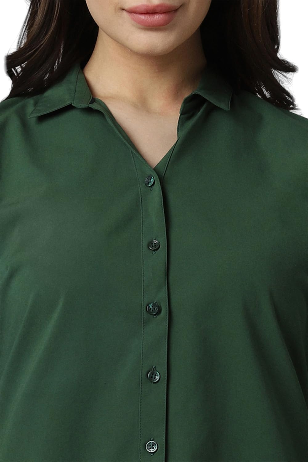 Allen Solly Women's Regular Fit Shirt (AHSFWRGFH67351_Green 