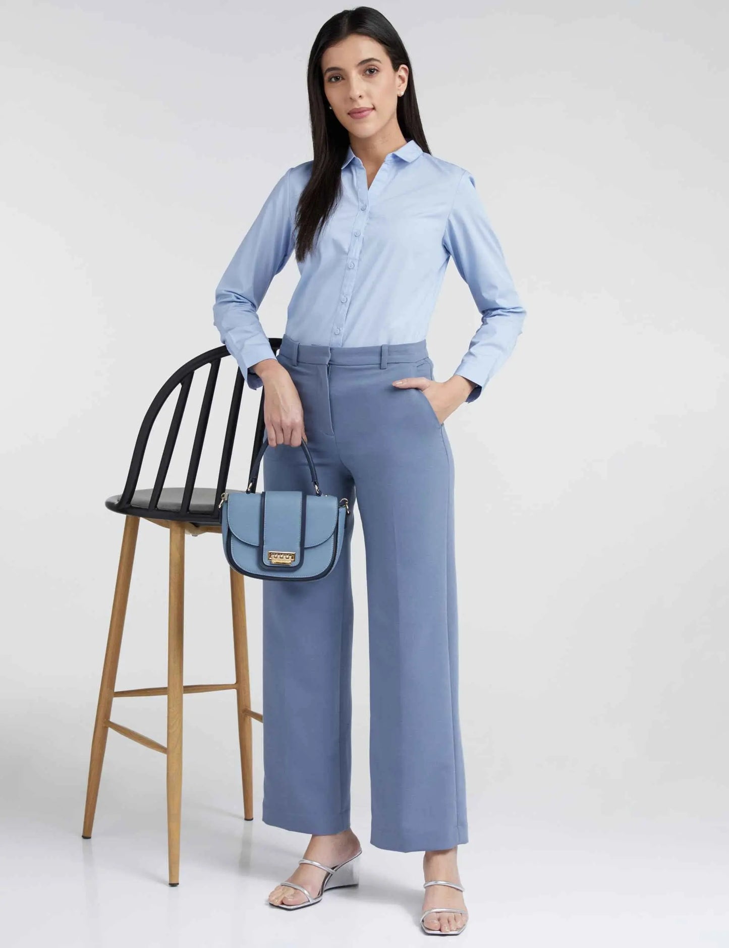 Allen Solly Women's Regular Fit Shirt (AHSFWRGPO10963_Blue SaumyasStore