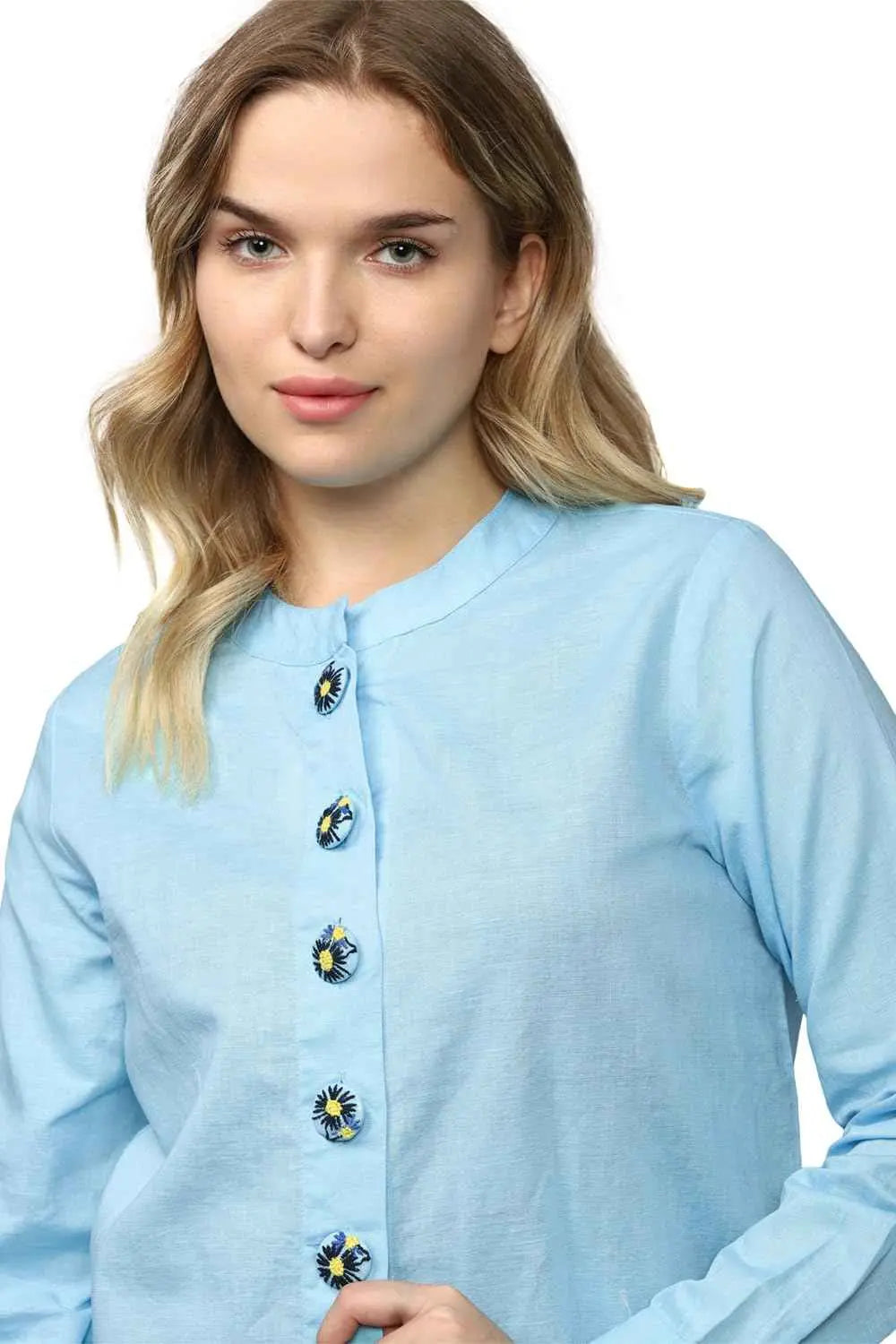 Allen Solly Women's Regular Fit Shirt (AHTSCRGBD12681_Blue SaumyasStore