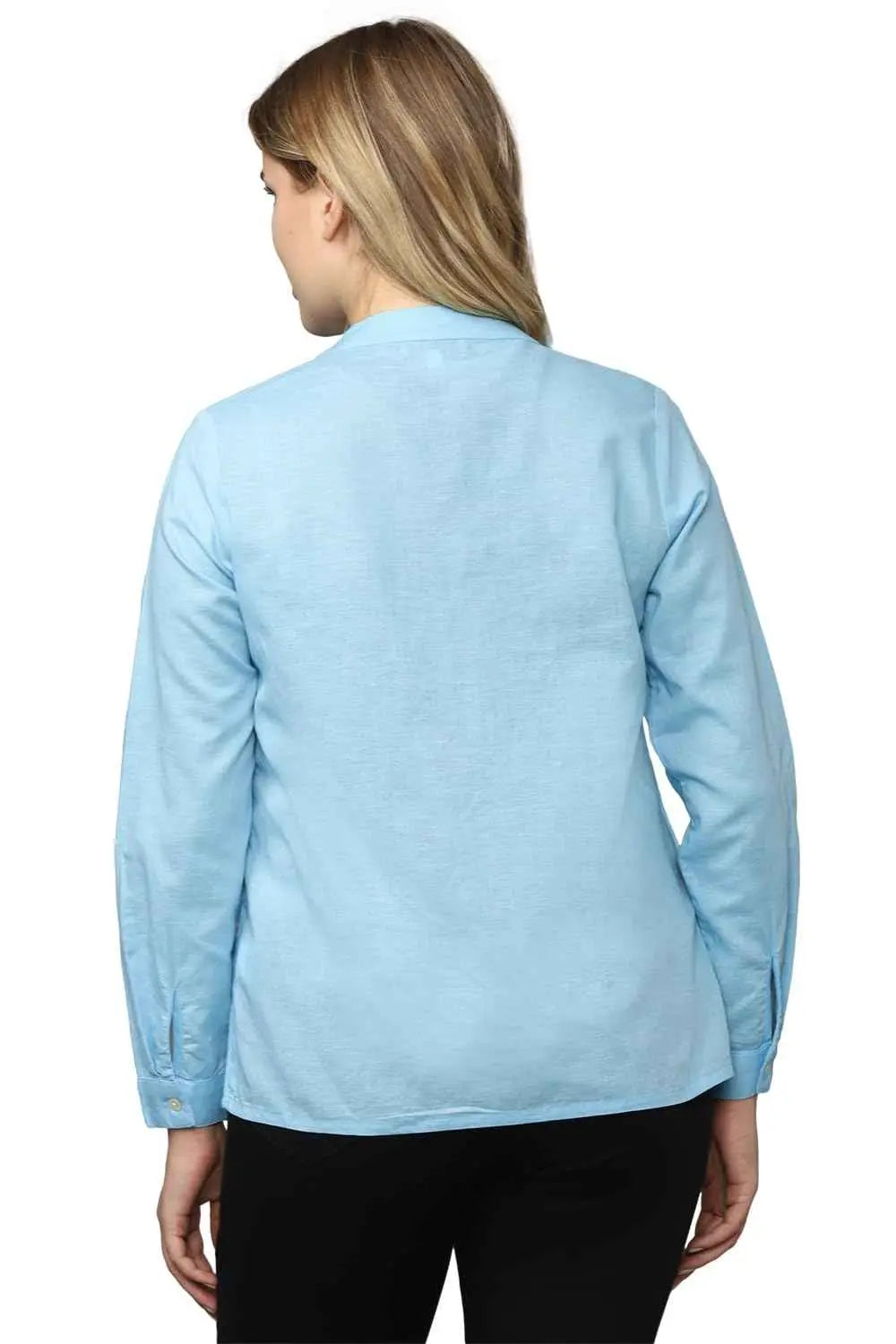 Allen Solly Women's Regular Fit Shirt (AHTSCRGBD12681_Blue SaumyasStore