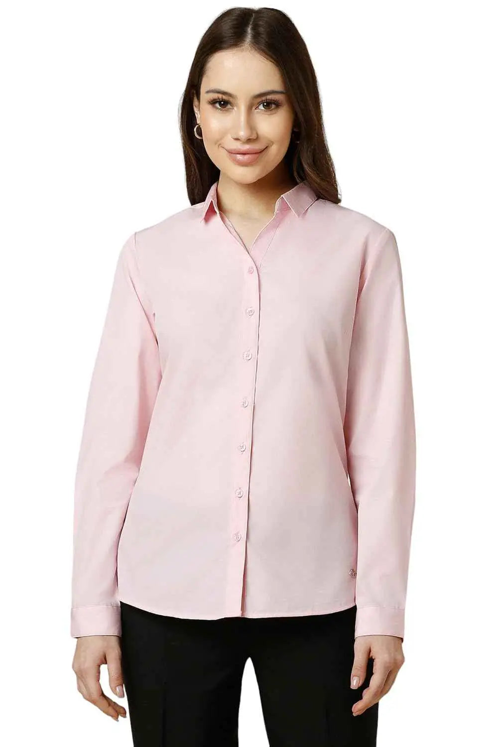 Allen Solly Women's Solid Classic Fit Shirt (AHSFWRGPK24311_Pink SaumyasStore