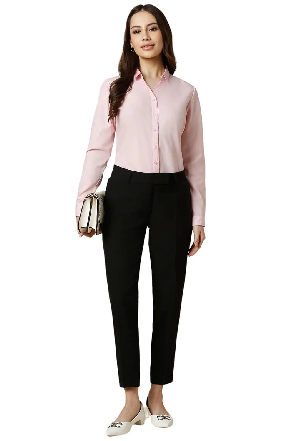 Allen Solly Women's Solid Classic Fit Shirt (AHSFWRGPK24311_Pink SaumyasStore