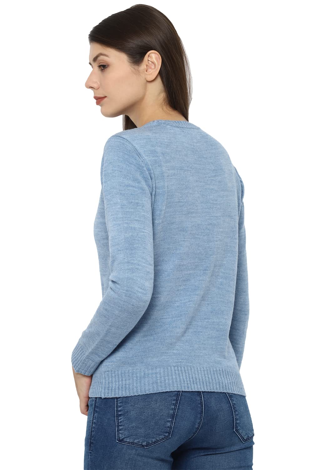 Allen Solly Women's Synthetic Pullover (AHSWCRGPA99092_Blue_M) 