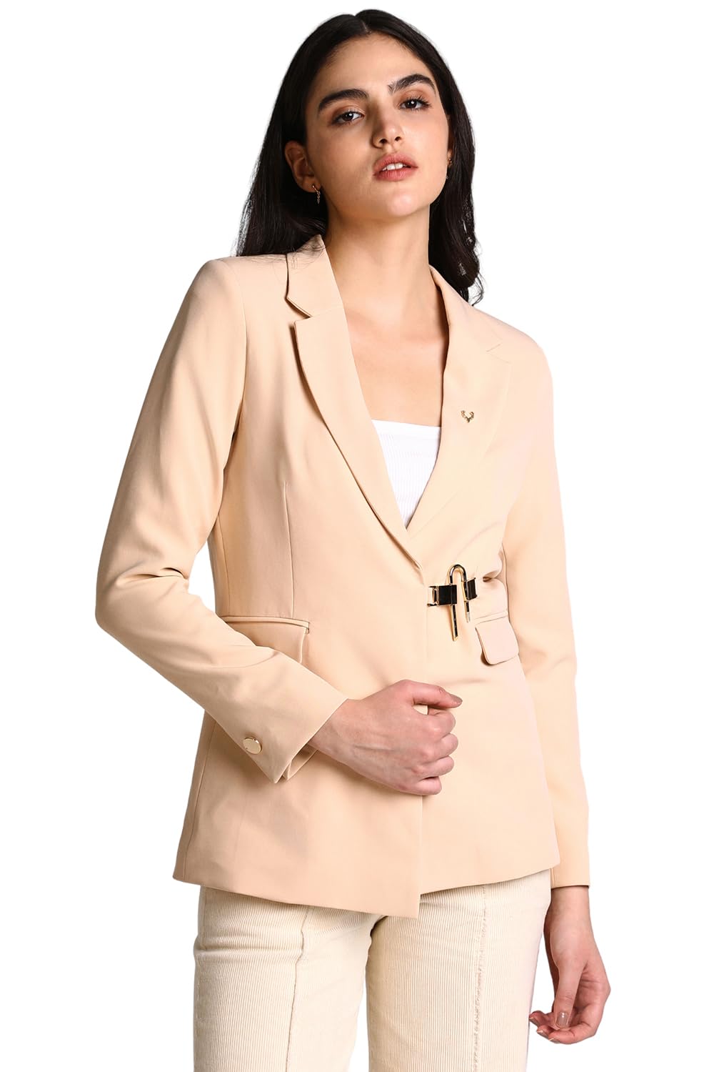 Allen Solly Women's Western Blazer (AHBZCRGF440328_Beige 