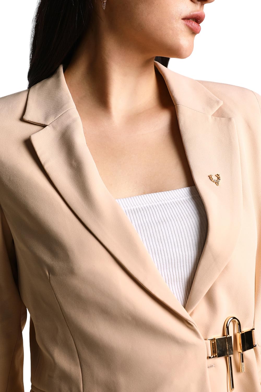 Allen Solly Women's Western Blazer (AHBZCRGF440328_Beige 