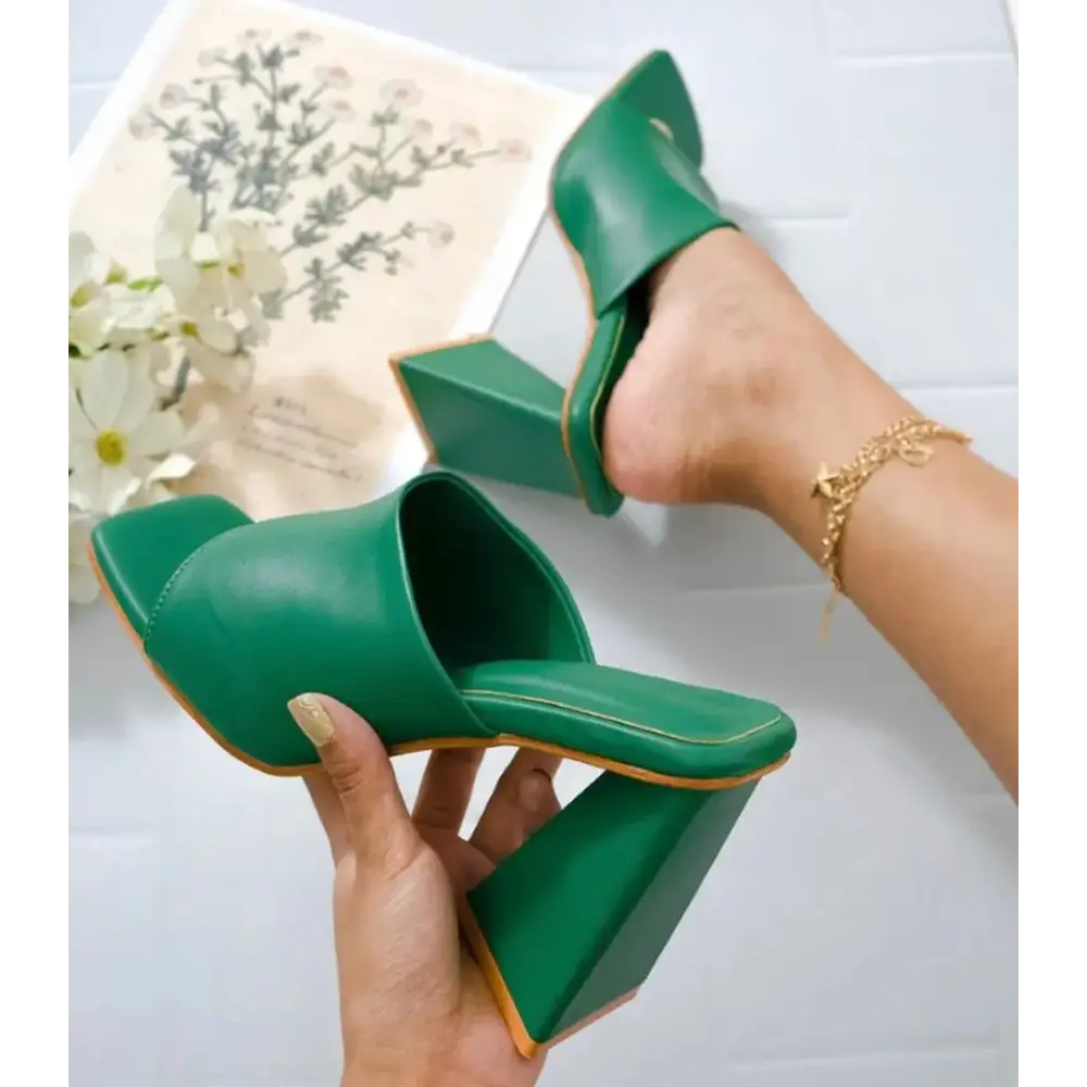 Alluring Green Pyramid Heels 