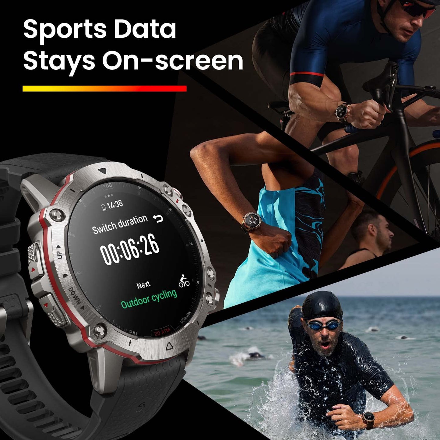 Amazfit Falcon Smartwatch for Men, Premium Multisport GPS Smart Watch, Strength Training Watch, 150+ Sports Modes Titanium (Supersonic Black Strap) 