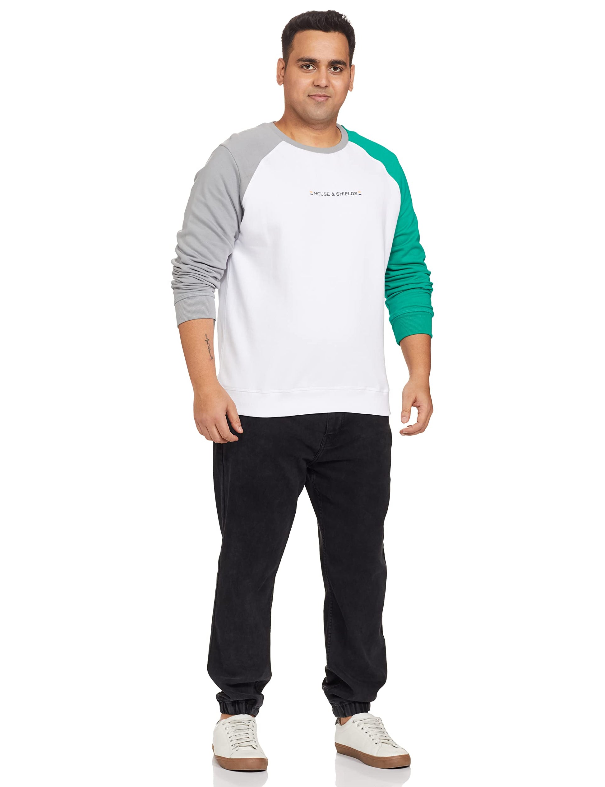 Amazon Brand - Symbol Men's Cotton Blend Neck Hooded Sweatshirt (AW20IHS11_Diesel Blue_M) 