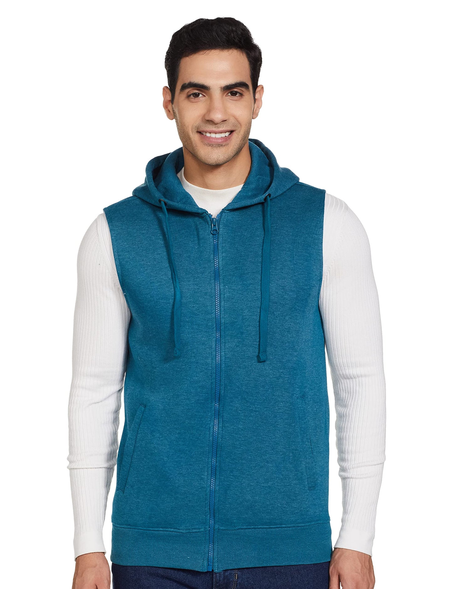 Amazon Brand - Symbol Men's Cotton Hooded Neck Sweatshirt(AW18MNSSW06_Fog Teal Mel_L_Fog Teal Mel_L) 