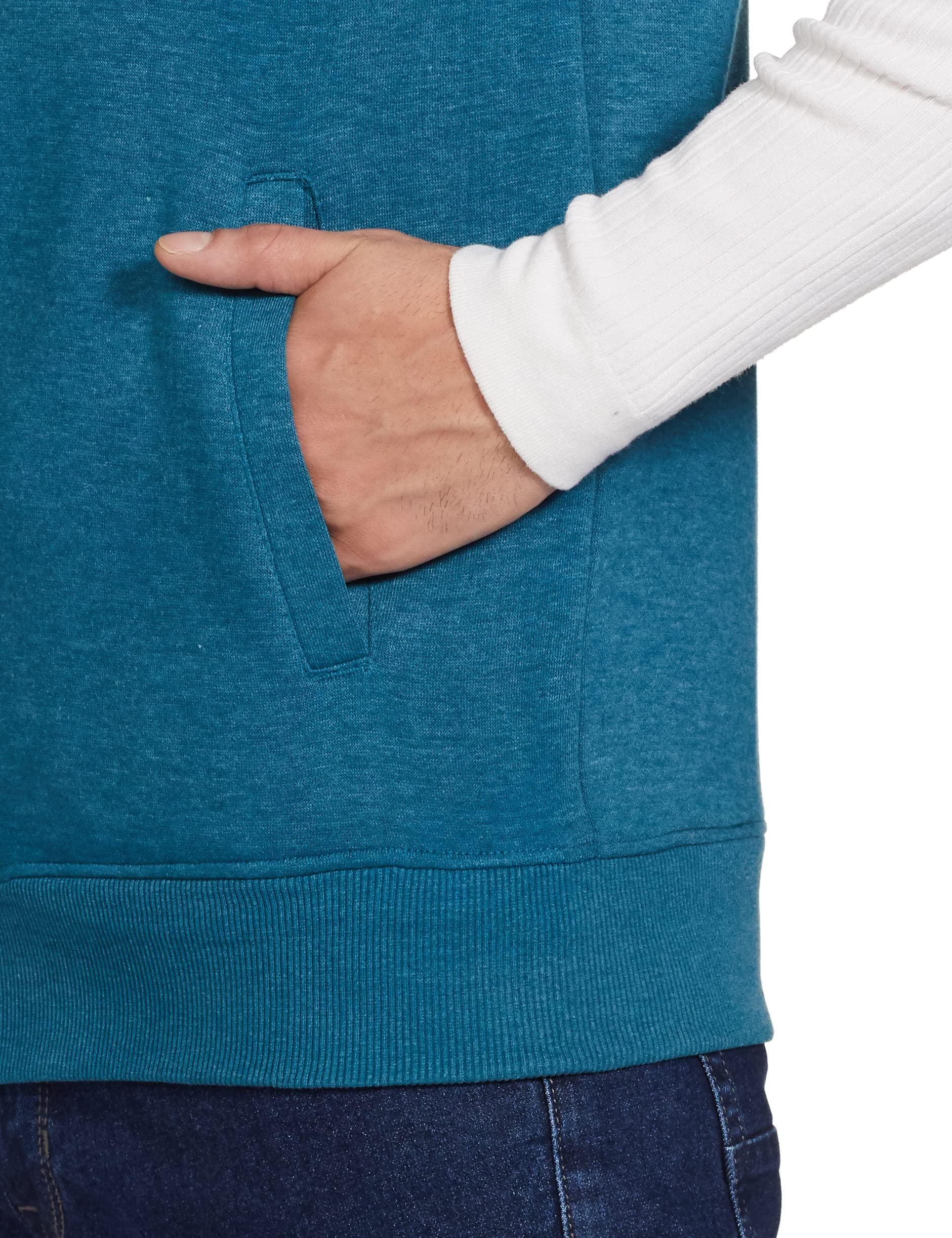 Amazon Brand - Symbol Men's Cotton Hooded Neck Sweatshirt(AW18MNSSW06_Fog Teal Mel_L_Fog Teal Mel_L) 