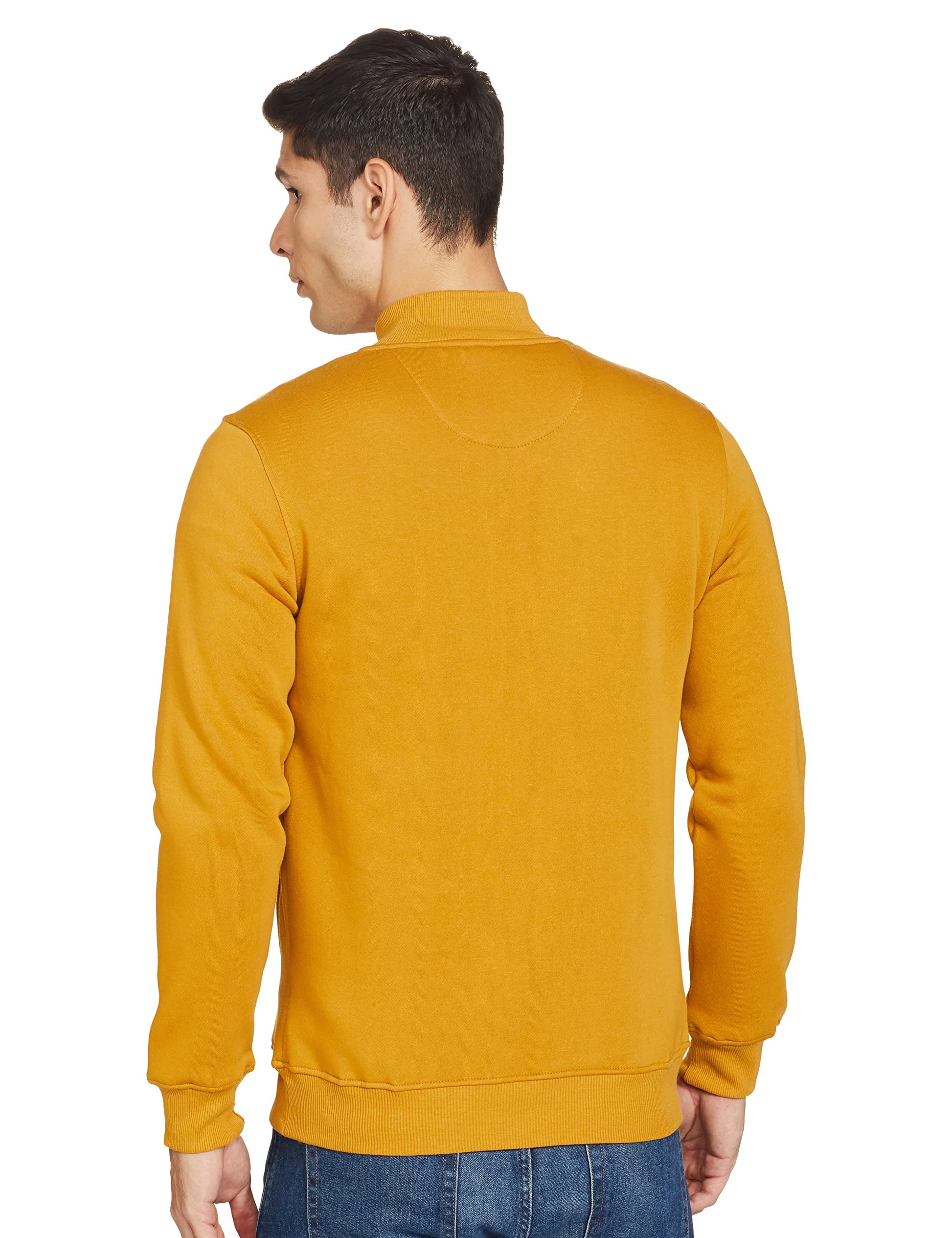 Amazon Brand - Symbol Men's Regular Cotton Blend Hooded Neck Sweatshirt (AW21HFZIP001_Amber Gold_M_Amber Gold1_M) 