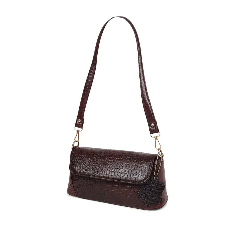 Amyence Trendy Stylish Leather Bag for Girl, Purse for Women/Girls (Croco Brown) 