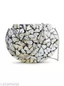 Anekaant Mosaic White & Black Marble Finish Metal Clutch 