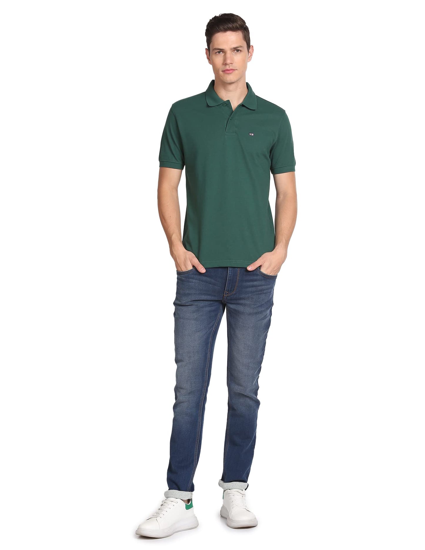Arrow Men's Solid Regular Polo Shirt (ASAATS3565CT_Green M) 