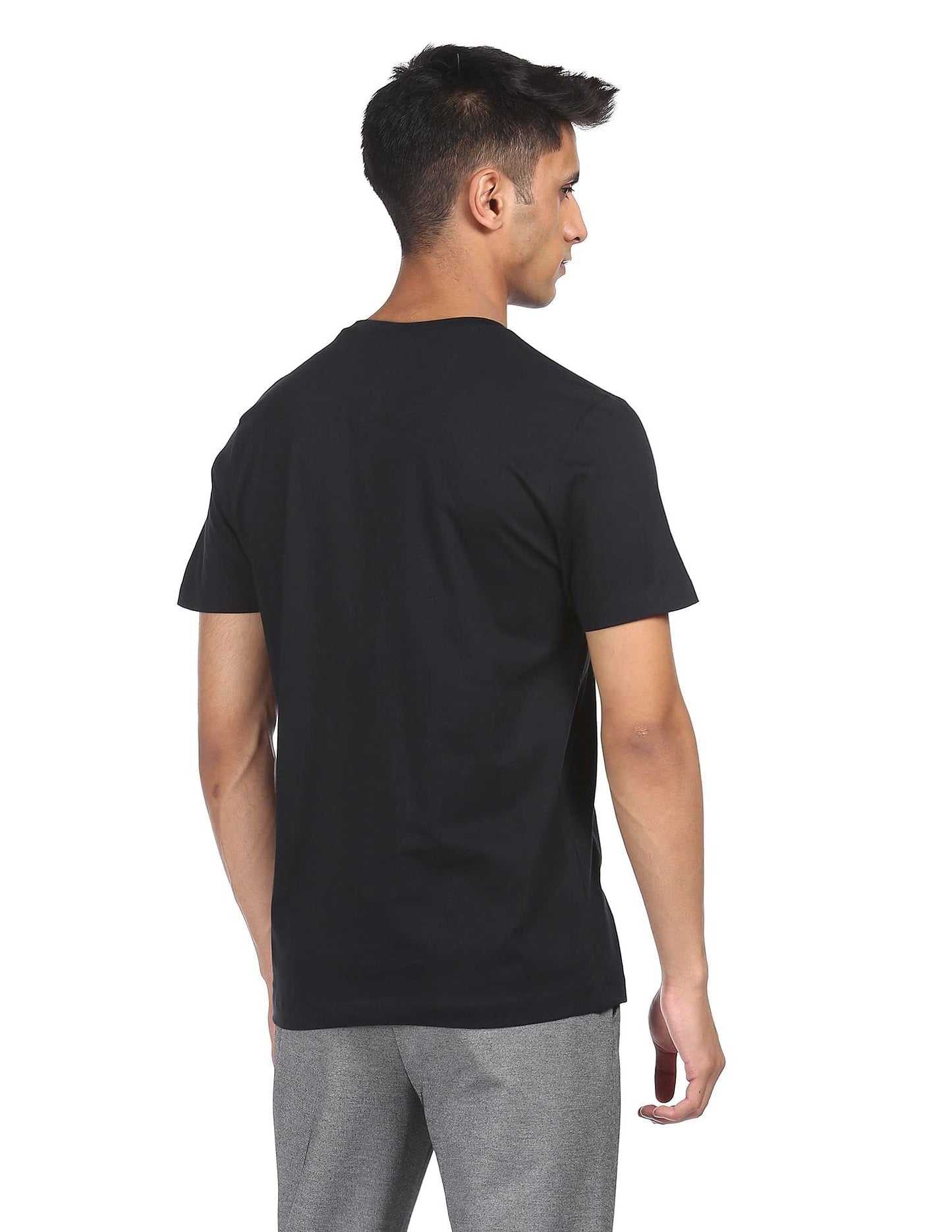 Arrow Newyork Men's Regular T-Shirt (59XTNMQFR8E_Black S) 