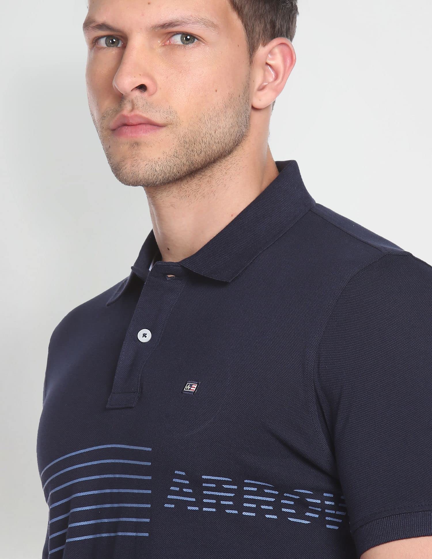 Arrow Sport Men's Regular Fit Polo Shirt (ASAEOTS3877_Navy 