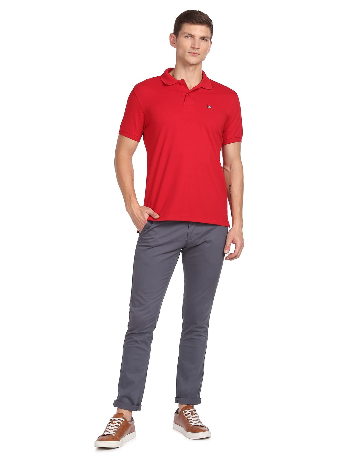 Arrow Sports Coral Polo T-Shirt (ASAATS3557CB_L) 