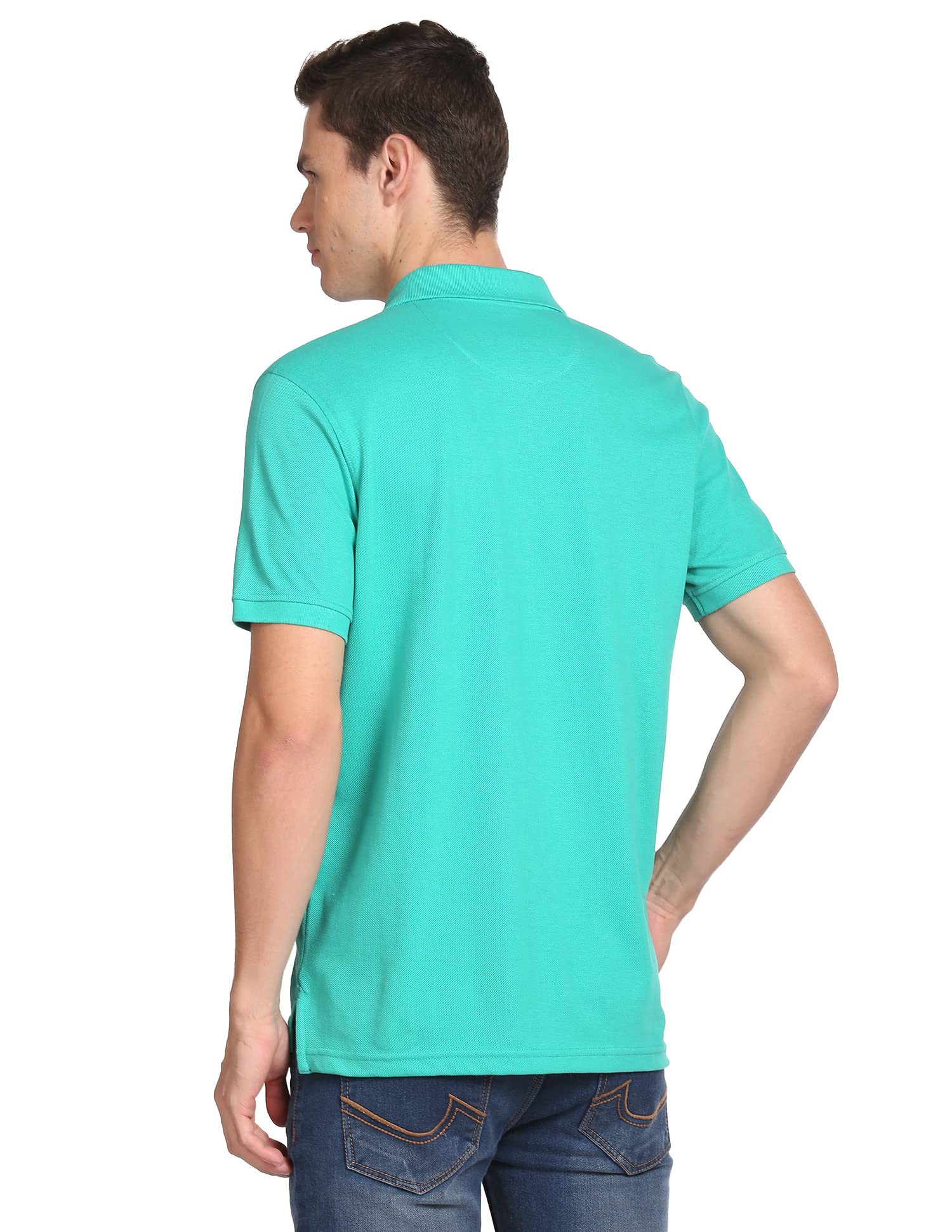 Arrow USA 1851 Men's Solid Regular Polo Shirt (ASAATS3566CT_Aqua XL) 