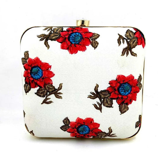 Attractive Printed Box Clutch Bridal Party Purse Clutch Box with Detachable Sling 