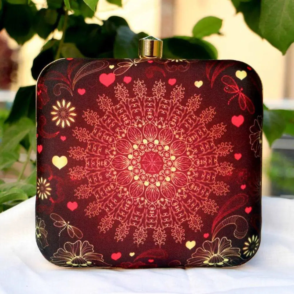 Attractive Printed Box Clutch Bridal Party Purse 