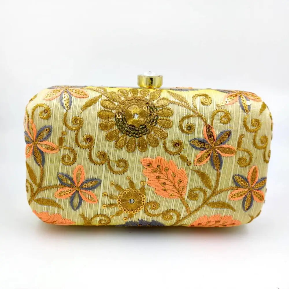 Attractive Tulle Embroidered Faux Silk Clutch 