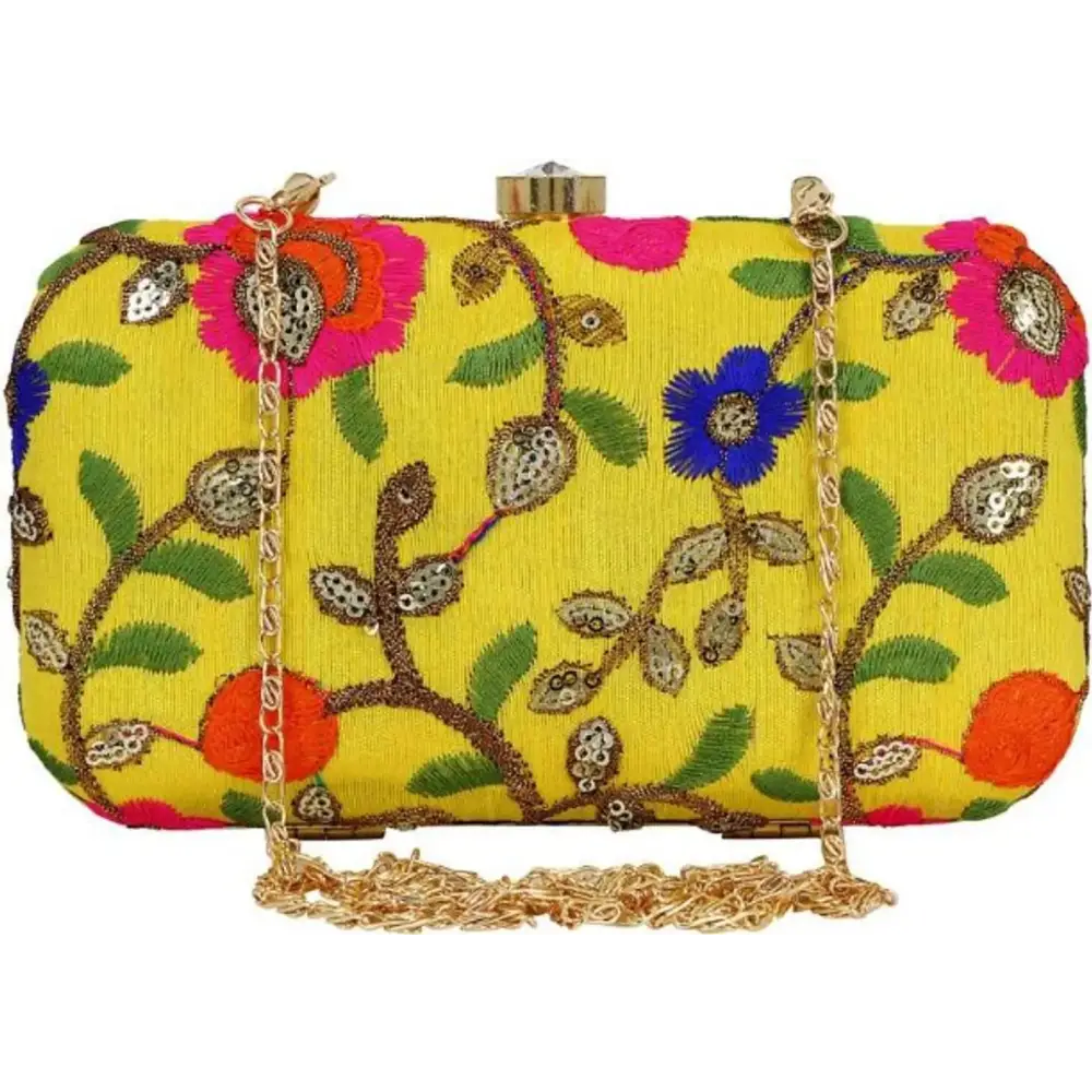 Attractive Tulle Embroidered Faux Silk Clutch 