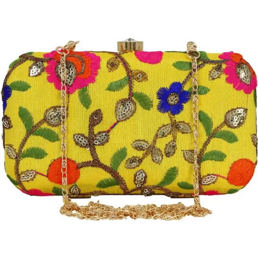 Attractive Tulle Embroidered Faux Silk Clutch 