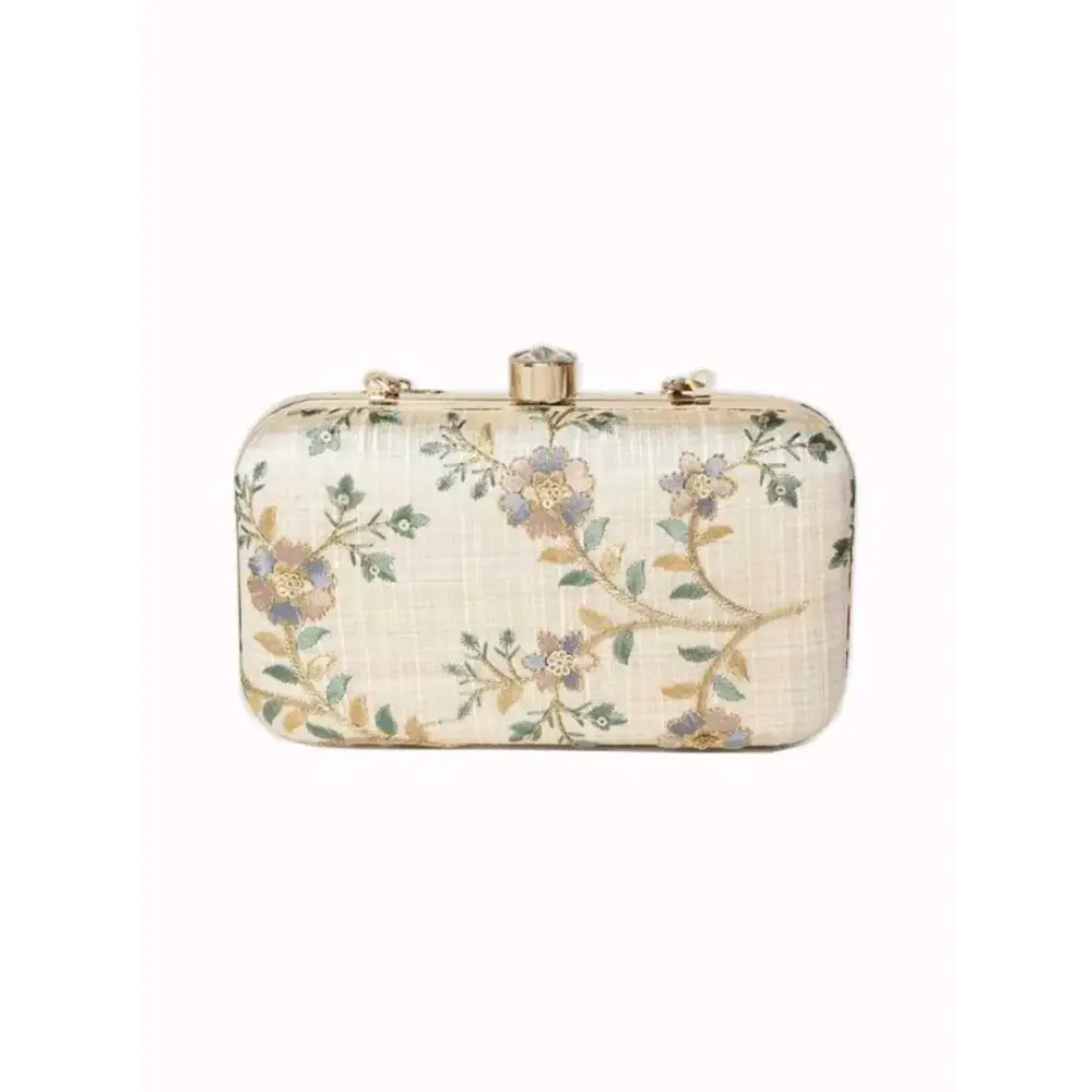 Attractive Tulle Embroidered Faux Silk Clutch 