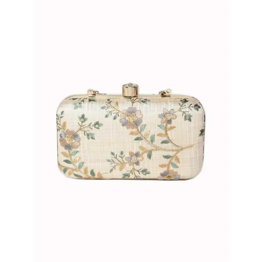 Attractive Tulle Embroidered Faux Silk Clutch 