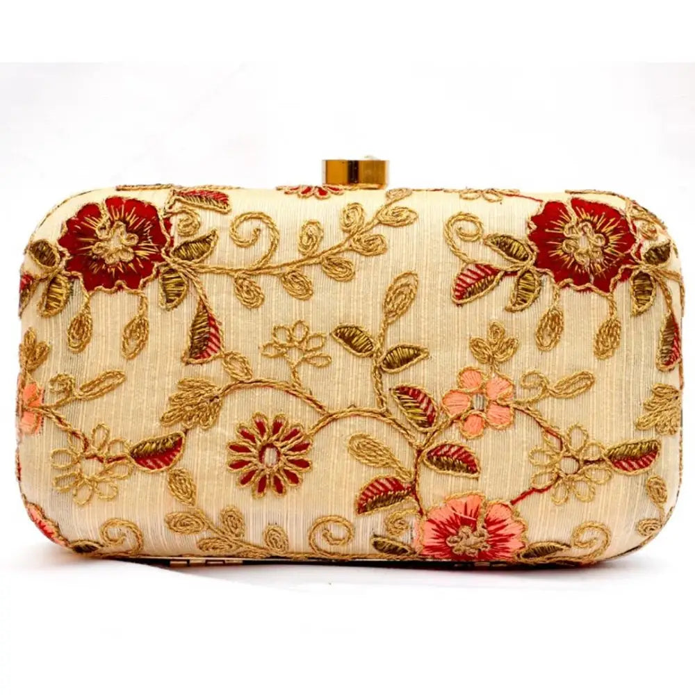 Attractive Tulle Embroidered Faux Silk Clutch 