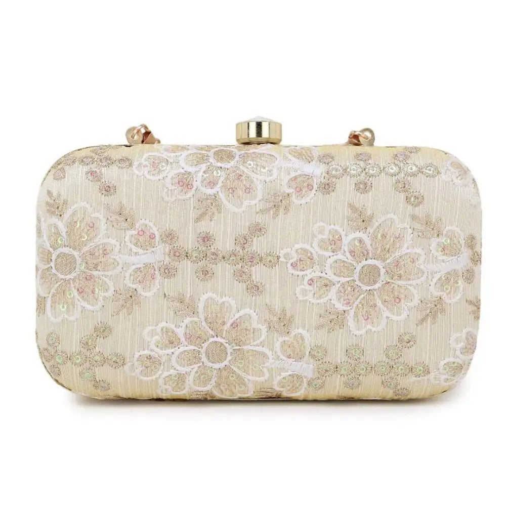 Attractive Tulle Embroidered Faux Silk Clutch 