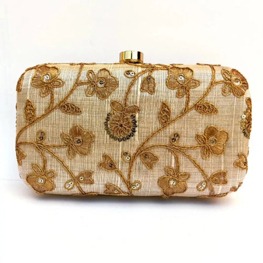 Attractive Tulle Embroidered Faux Silk Clutch 