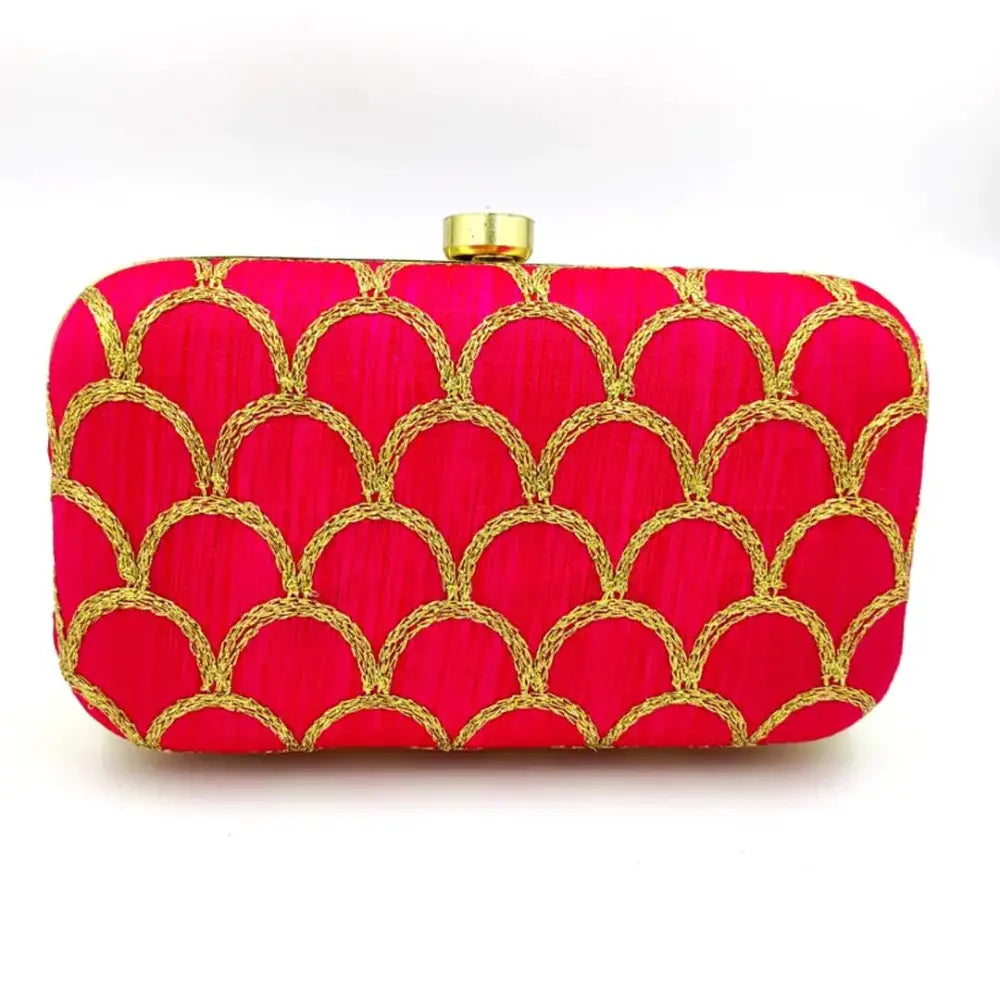 Attractive Tulle Embroidered Faux Silk Clutch 