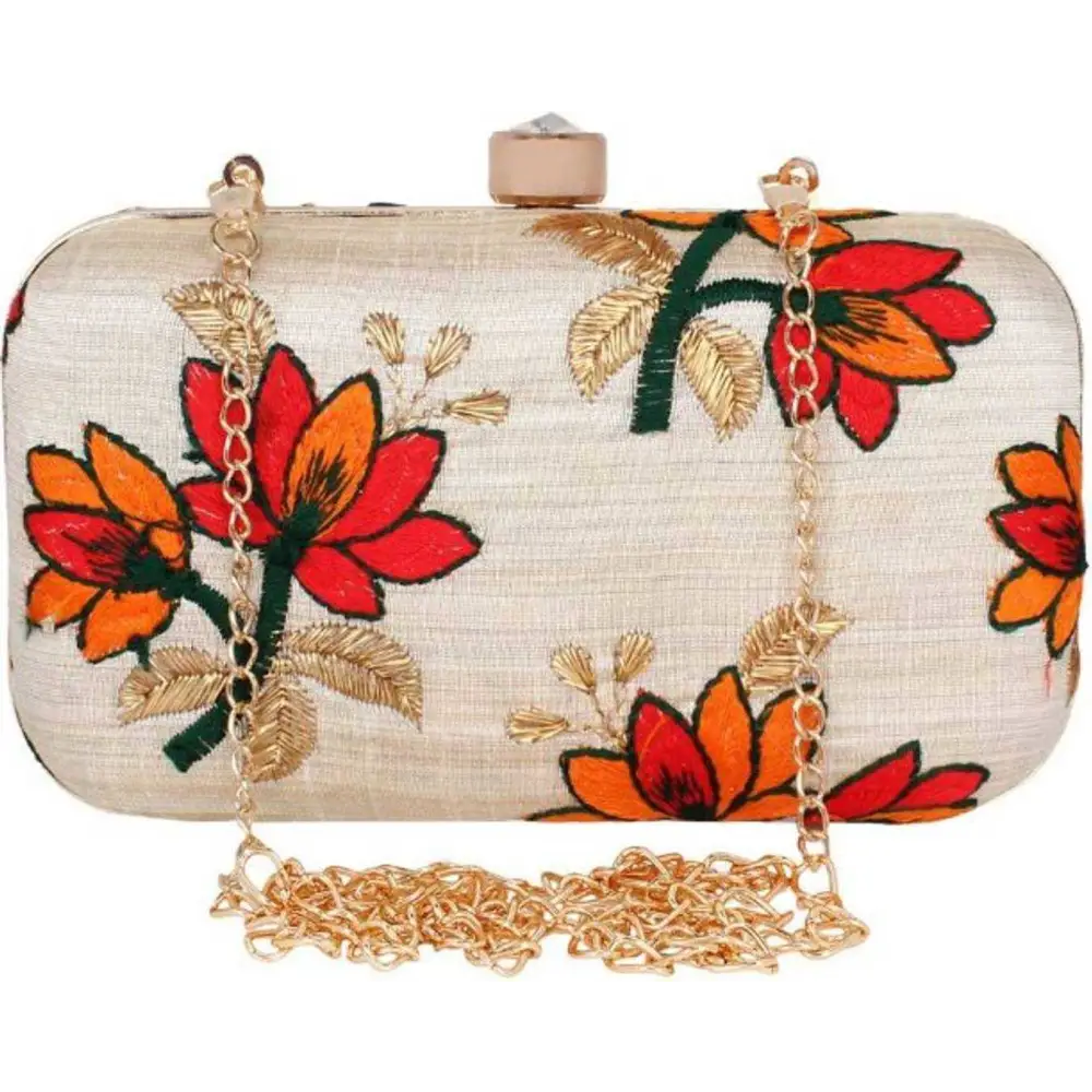 Attractive Tulle Embroidered Faux Silk Clutch 