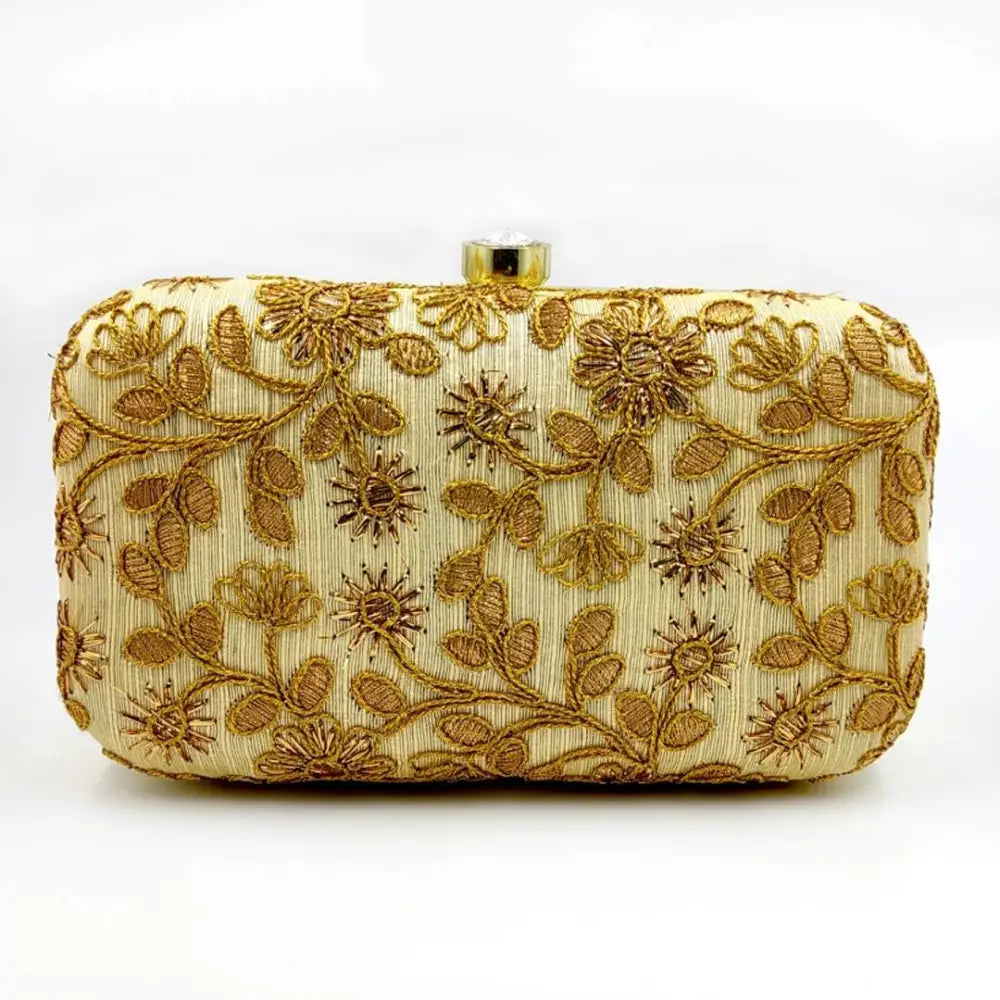 Attractive Tulle Embroidered Faux Silk Clutch 