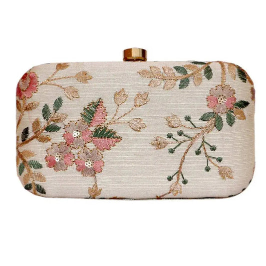 Attractive Tulle Embroidered Faux Silk Clutch 