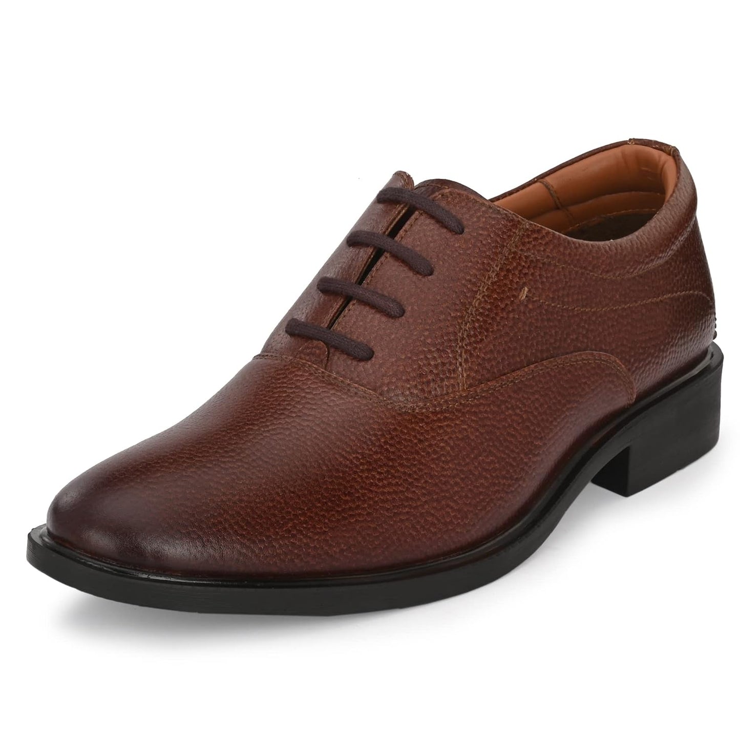 Auserio Men's Oxford Full Grain Leather Derby Lace Up Formal Shoes | Anti Skid Sole & Waxed Laces | Memory Foam Padded Insole | Shoes for Office & Parties | Tan 9 UK (SSE 039) 