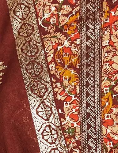 BIBA Cotton Women's Printed Relaxed Salwar Kurta Dupatta(Skddurgotsa7566_Choco Brown_36) SaumyasStore