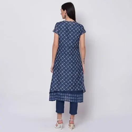 BIBA WOMEN PRINTED NARROW SALWAR KURTA DUPATTA(SKDASSORTED6519E_BLUE_40) SaumyasStore