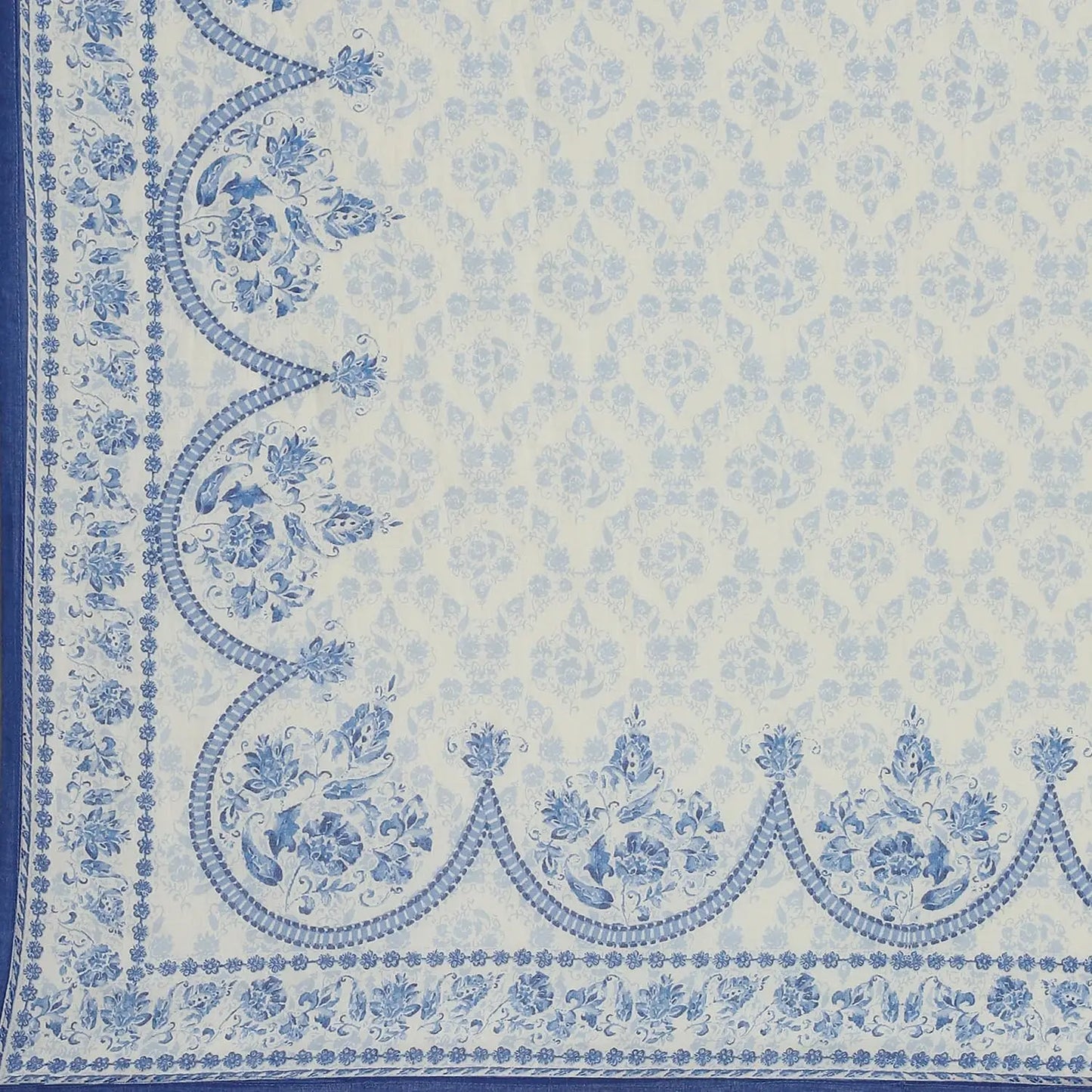 BIBA Women PRINTED STRAIGHT SALWAR KURTA DUPATTA(SKDAMBER9673_OFF WHITE/BLUE_34) SaumyasStore