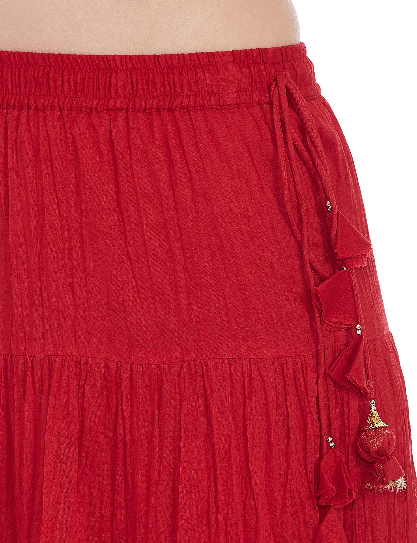 BIBA Women's Maxi Skirt (Red) 