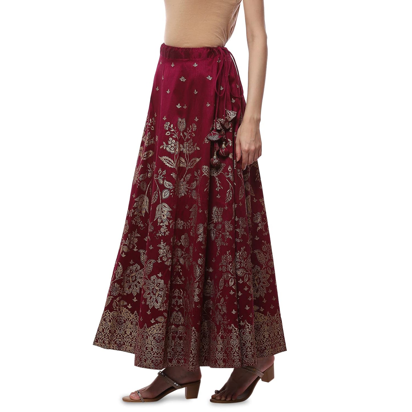 BIBA Women's Plum Art Silk Skirt 