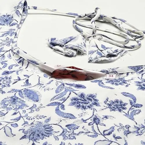 BIBA Women's Rayon Suit Set (SKDASRTD8777ESS23WHTBLU_White-Blue SaumyasStore