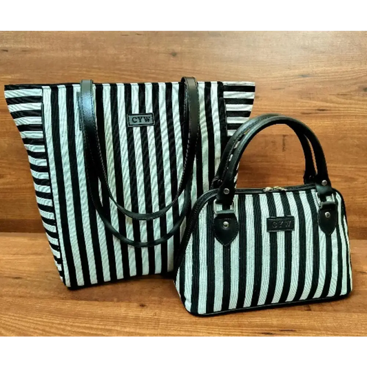 BLACK WHITE HANDBAG COMBO 