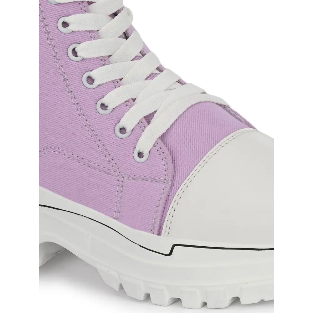 BUCIK Women's Purple Synthetic leather Lace-Up Casual Shoes 