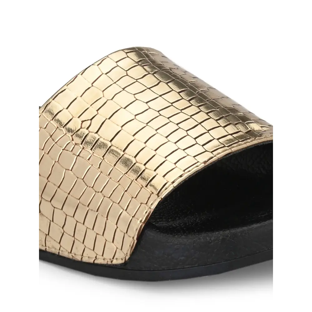 BUCIK Women's Synthetic Leather Slip-On Casual Sliders 