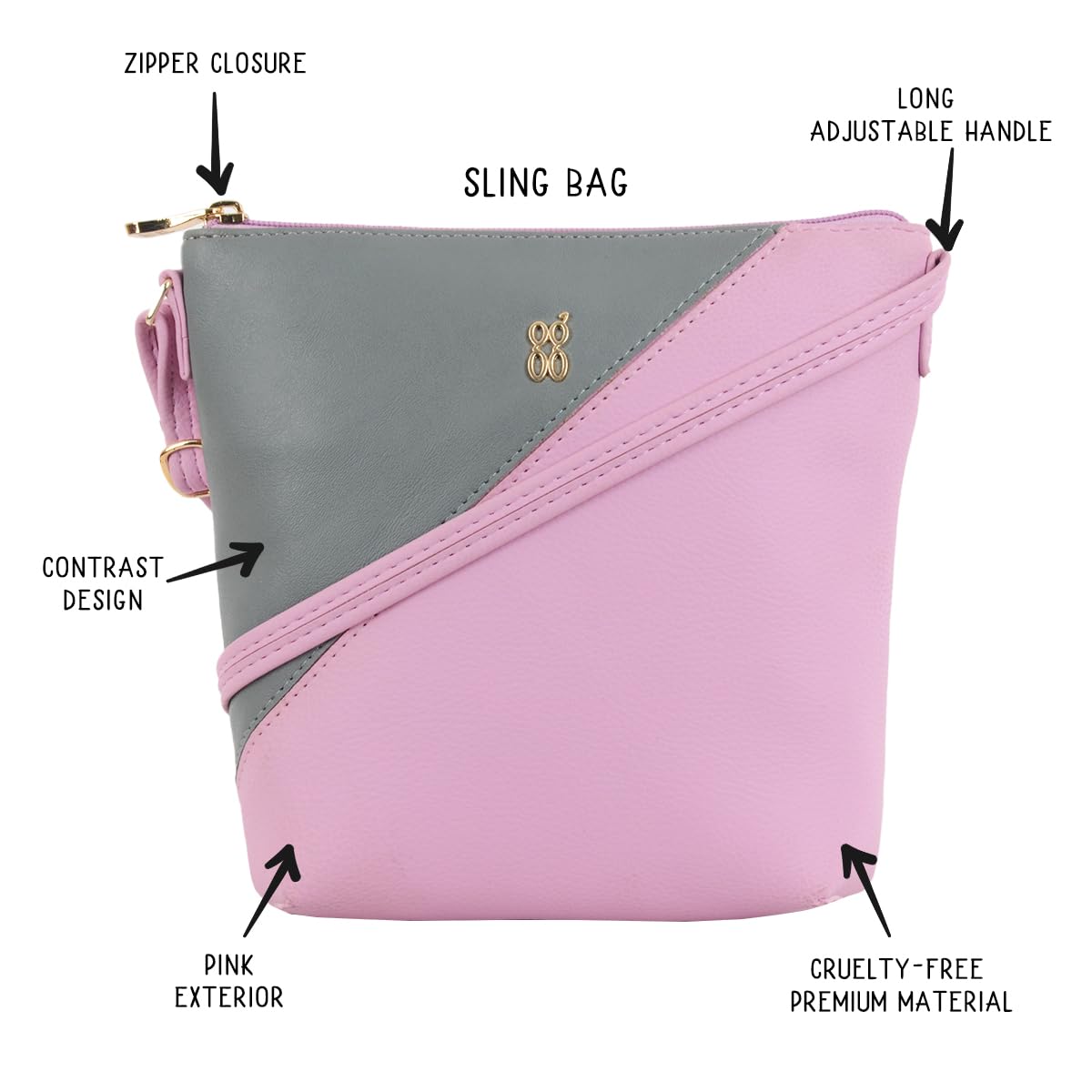 Baggit GG Women's Sling Bag (Pink) 