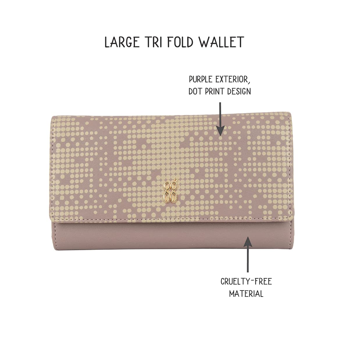 Baggit Women's 3 Fold Wallet - Large (Purple) 