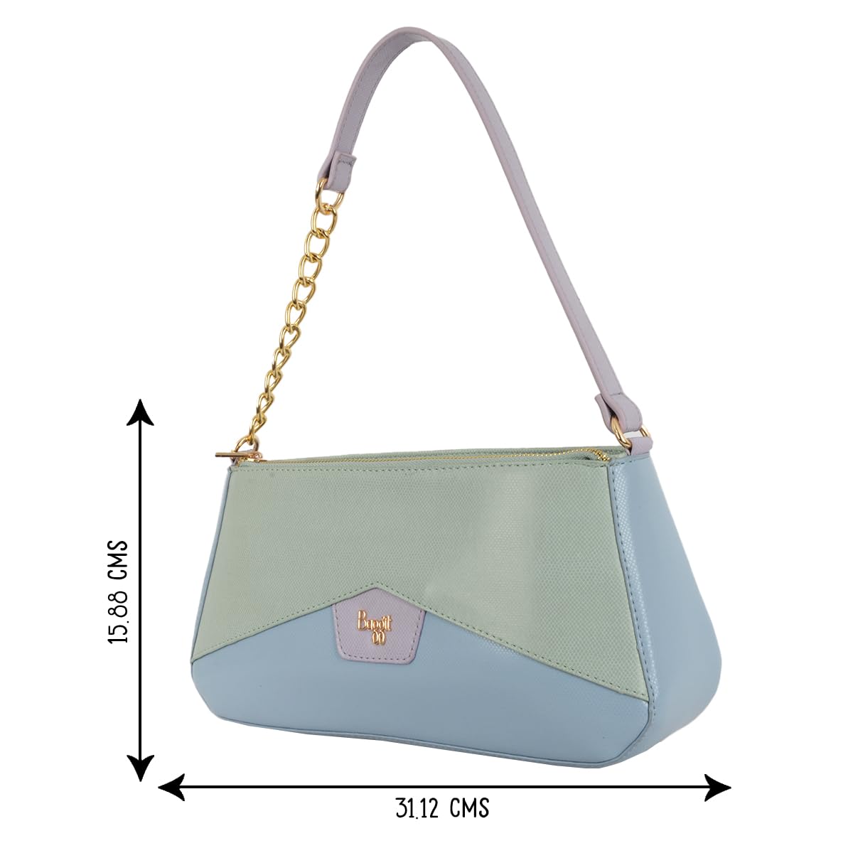 Buy Baggit Kluxer Blue Small Baguette Handbag online